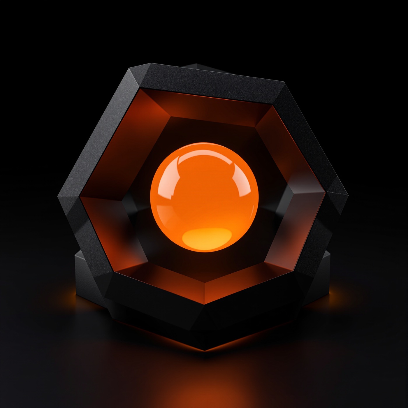 Optimism Labs hexagon mark rendered in black with a glowing orange core